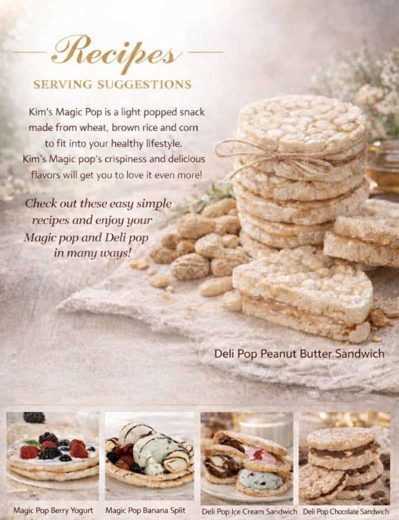 Kim's Magic Pop cinnamon flavor snack, crispy puffed delice product in a colorful package, highlighting the cinnamon seasoning.