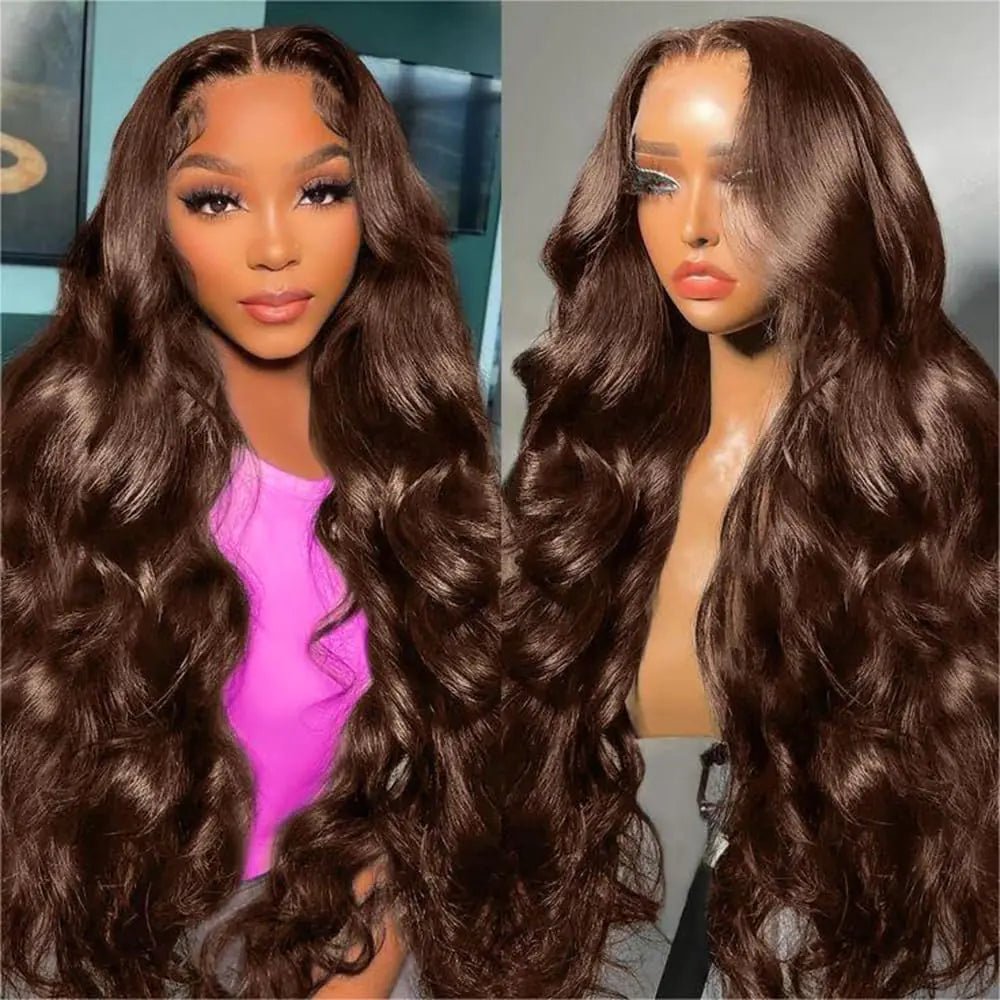 denacfi 5x5 HD Lace Closure Wigs Human Hair 250% Density Glueless Wigs for Beginners Pre Plucked Pre Cut Body Wave Lace Front Wigs Human Hair Closure Wigs for Women 4 Chocolate brown 22 Inch - BACKUPMYFILESNOW