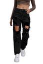 Giallino High-Waist Black Ripped Jeans for Women