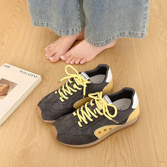 Women's German trainer lace-up platform sneakers, summer casual height-increasing shoes, side view
