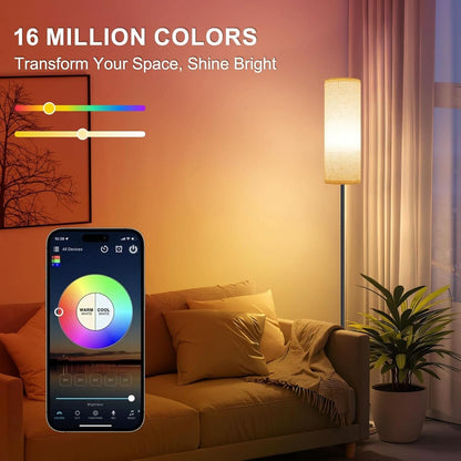 Programmable RGB Floorstanding Lamp With Beige Shade
