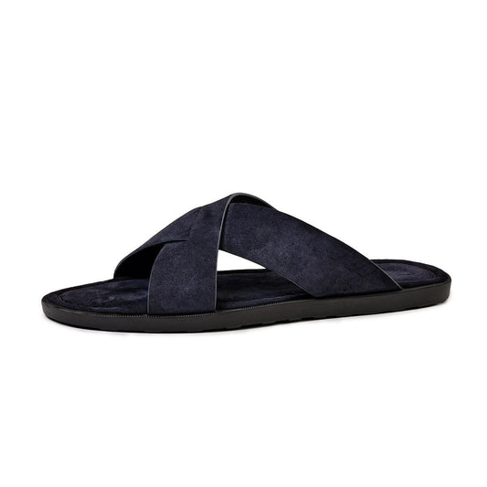 Men's suede cross-strap slippers, summer outdoor sandals in a casual open-toe design