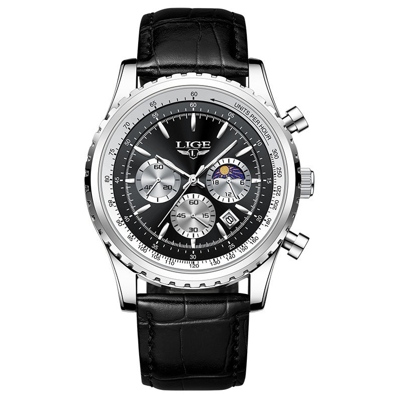 Men's multifunctional waterproof watch with durable design and clear analog display