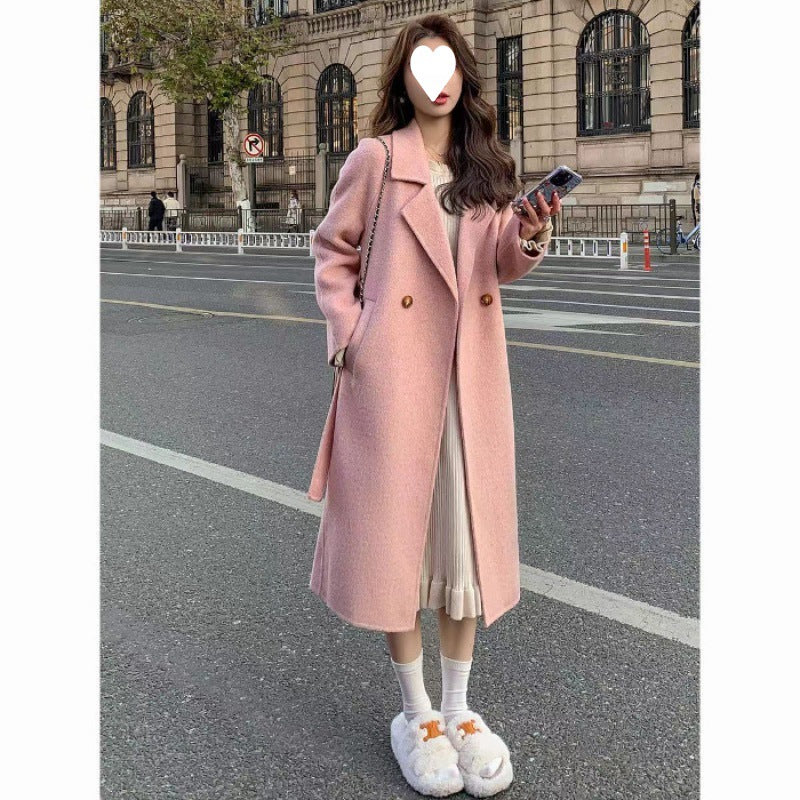 Women's double-breasted wool coat in classic tailored style