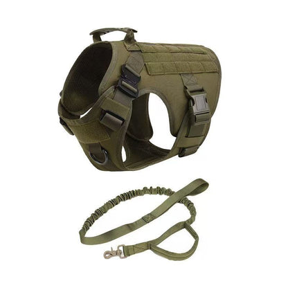 Military tactical adjustable dog harness for German Shepherd, back view
