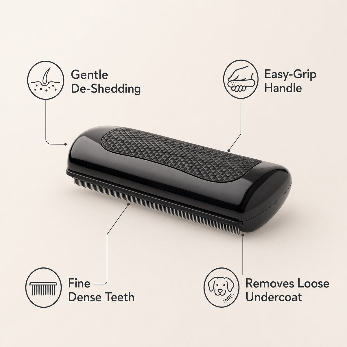 Pet grooming comb by BACKUPMYFILESNOW® with wide and fine teeth for detangling and grooming pets effectively.