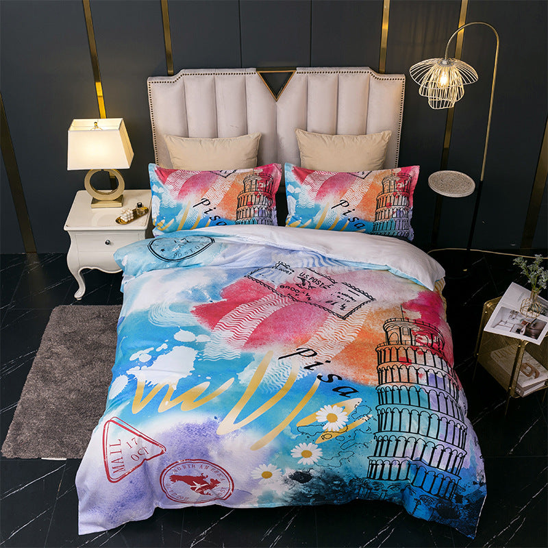 Landscape 3D printing three-piece bedding set by My Store, featuring a scenic landscape design
