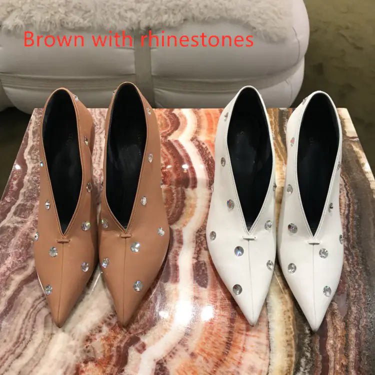 Diamond - Studded Tapered Heel Women's Shoes - BACKUPMYFILESNOW