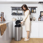 Silver 8-gallon automatic trash can with stainless steel frame and touchless operation, ideal for modern kitchen or office use.