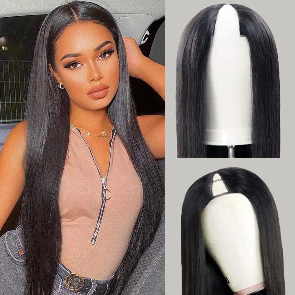 Dixtefo V Part Human Hair Wigs V Shape Wigs No Leave Out Lace Front Wigs Brazilian Virgin Straight Human Hair Wigs for Black Women 180% Density Natural Color 22Inch - BACKUPMYFILESNOW