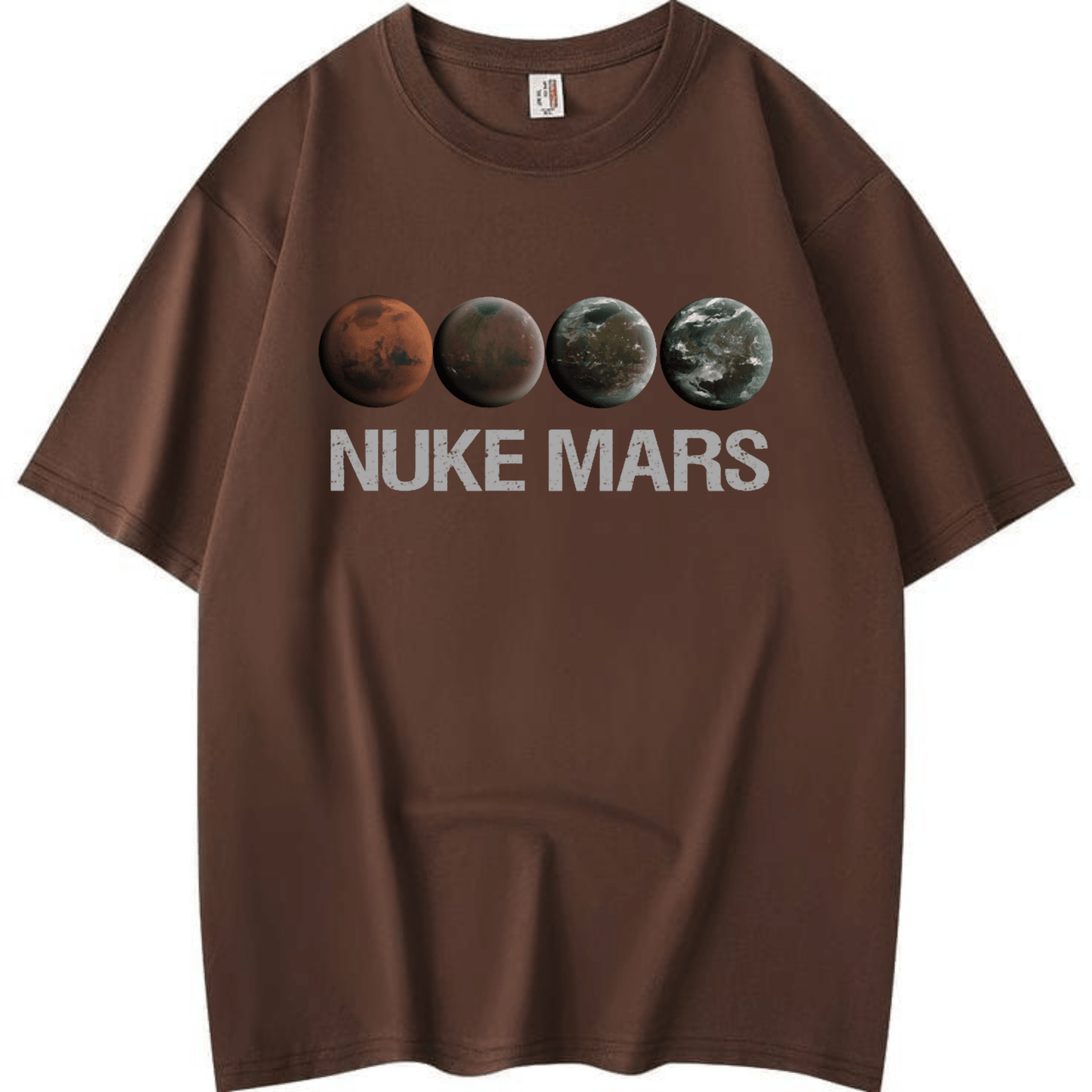 Black Nuke Mars Essential T-Shirt by Dog Mom Hat featuring SpaceX-inspired Elon Musk space theme on a casual tee.