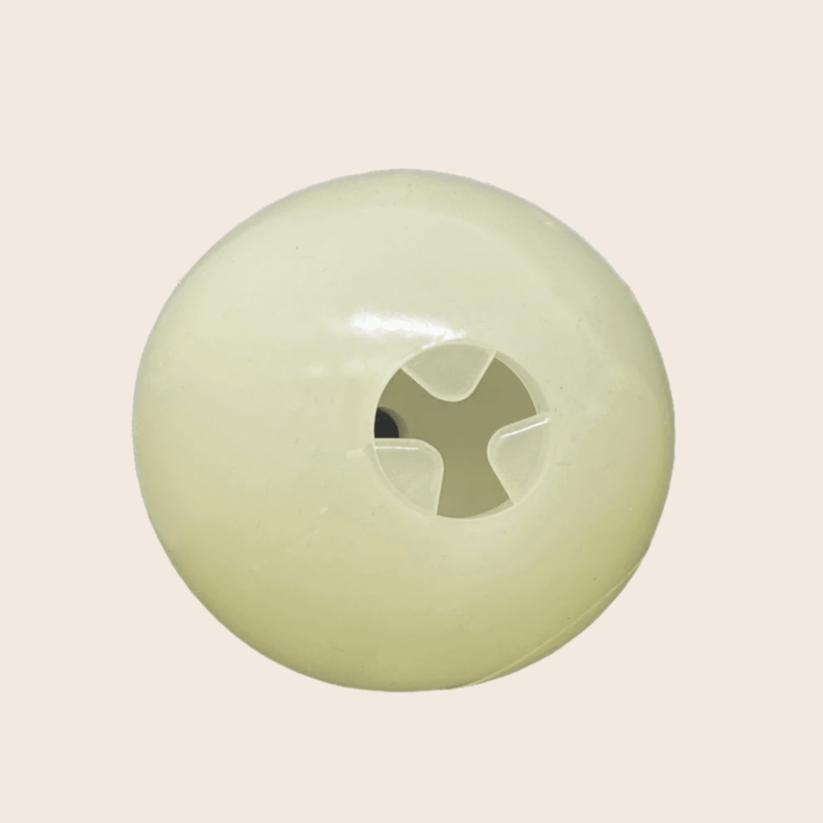 Farm To Pet dog treat dispenser showing a plastic container with a dispensing lid and treats inside
