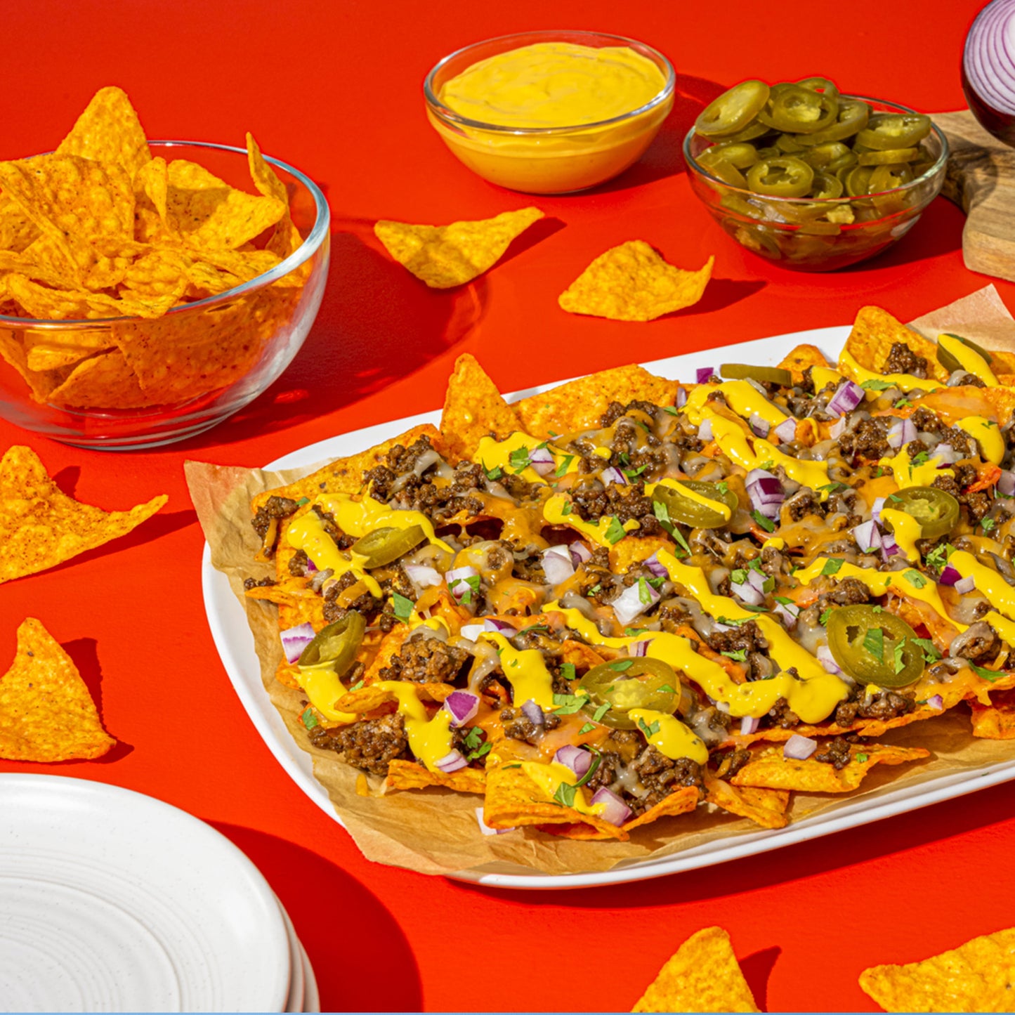 Assorted Doritos tortilla chips in 1 oz snack bags from the 5-flavor variety pack, featuring colorful chip images.
