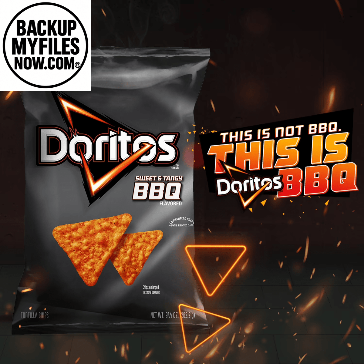Assorted Doritos tortilla chips in 1 oz snack bags from the 5-flavor variety pack, arranged in a display.