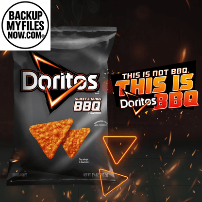 Assorted Doritos tortilla chips in 1 oz snack bags from the 5-flavor variety pack, arranged in a display.