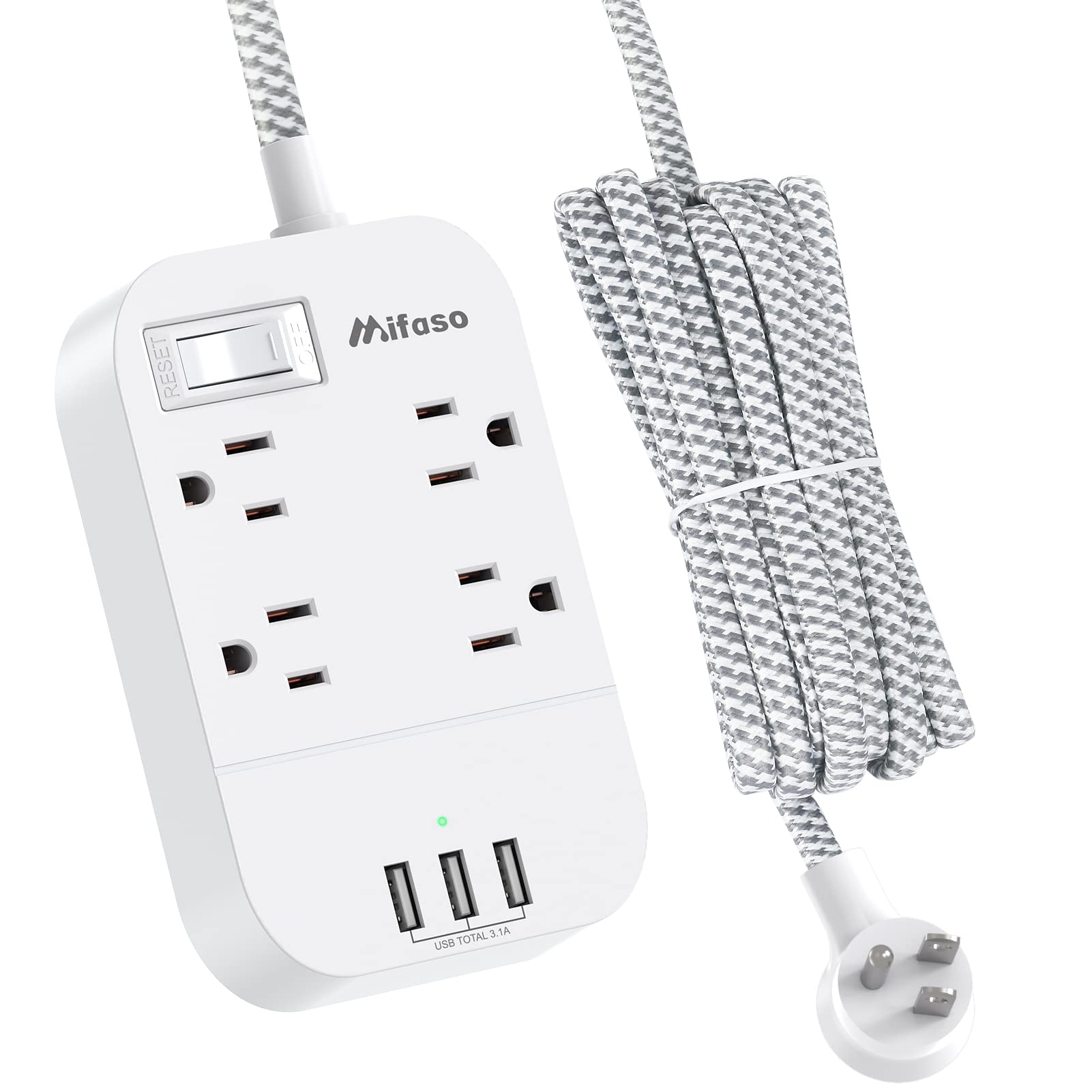 Dorm Room Essentials Extension Cord 5FT Power Strip with USB Ports Flat Plug Wall Mountable Overload Protection Home Office Supplies - BACKUPMYFILESNOW.COM®
