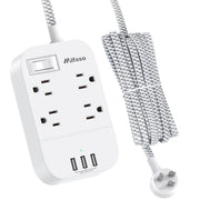Dorm Room Essentials Extension Cord 5FT Power Strip with USB Ports Flat Plug Wall Mountable Overload Protection Home Office Supplies - BACKUPMYFILESNOW.COM®