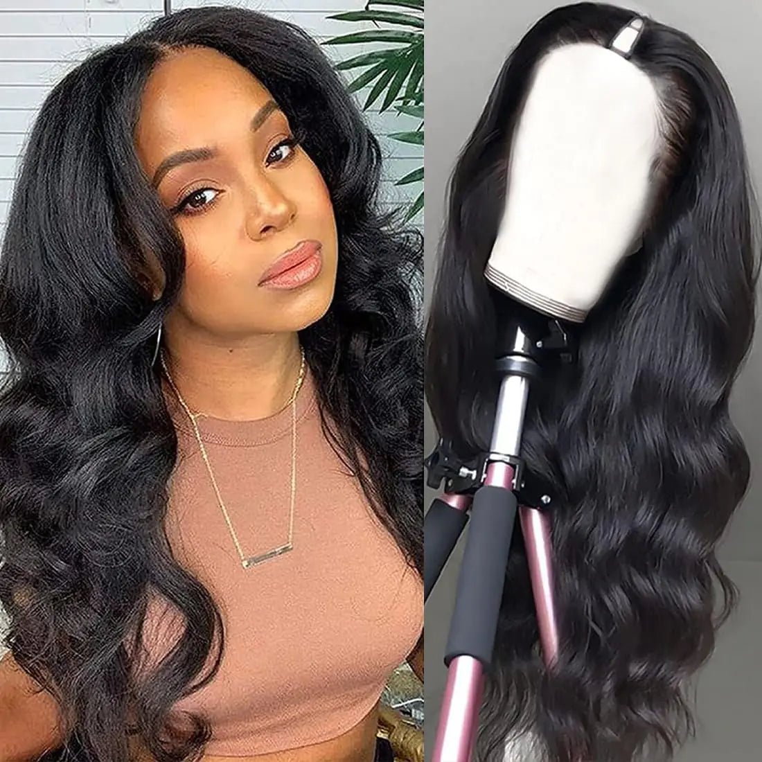 Dosacia V Part Wigs Body Wave Brazilian Virgin Human Hair Wigs For Black Women Upgrade U Part Glueless Wigs Full Head Clip In Half Wig V Shape Wigs No Leave Out Lace Front Wigs 180% Density 20Inch - BACKUPMYFILESNOW