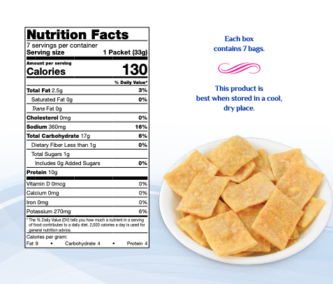 Image of AmBari Nutrition Double Potato Bites nutrition information, displaying nutritional facts and ingredients.