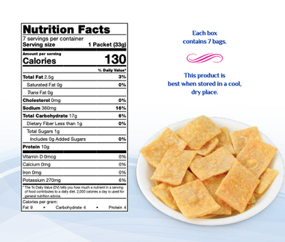 Image of AmBari Nutrition Double Potato Bites nutrition information, displaying nutritional facts and ingredients.