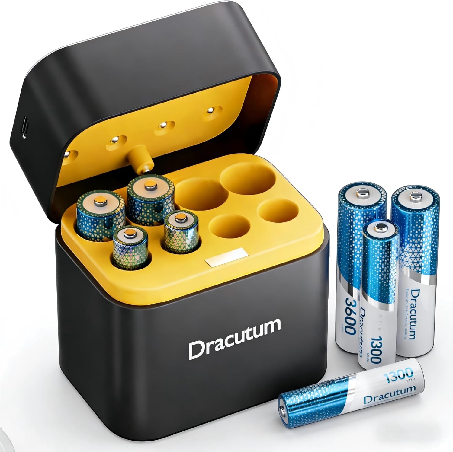 Dracutum AA + AAA Rechargeable Batteries Lithium Combo with Charger, 8 Pack 1.5V High Capacity 3600mWh Double A Batteries & 1300mWh Triple A Batteries, Fast Charge in 3 Hours and 2000 Cycles - BACKUPMYFILESNOW