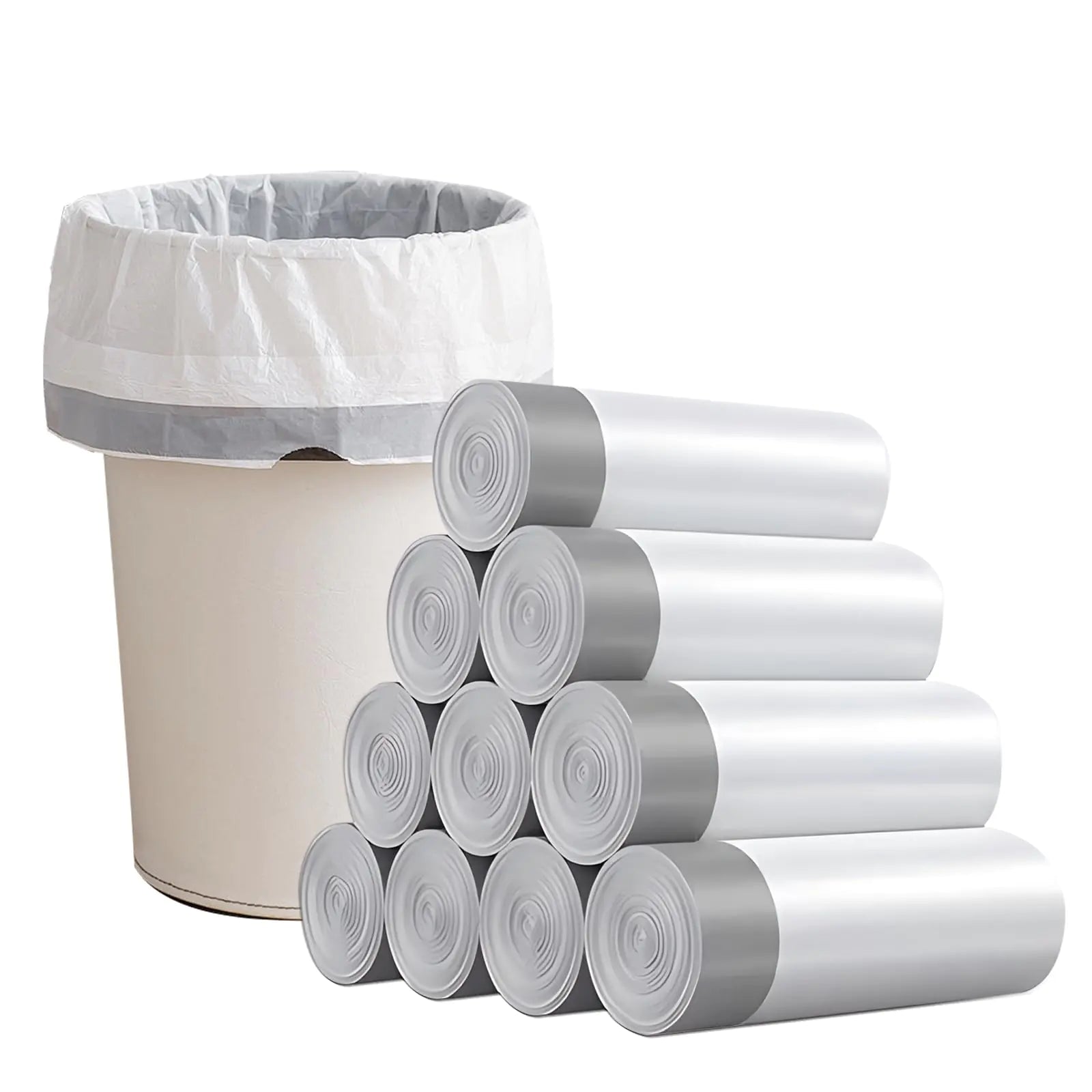 Drawstring 4 Gallon Trash Bags Individual Trash Bags Unscented Small Garbage Bags 4 Gallon Thickened Separated Trash Can Liners for Bathroom Restroom Office Kitchen 100 Count (White) - BACKUPMYFILESNOW