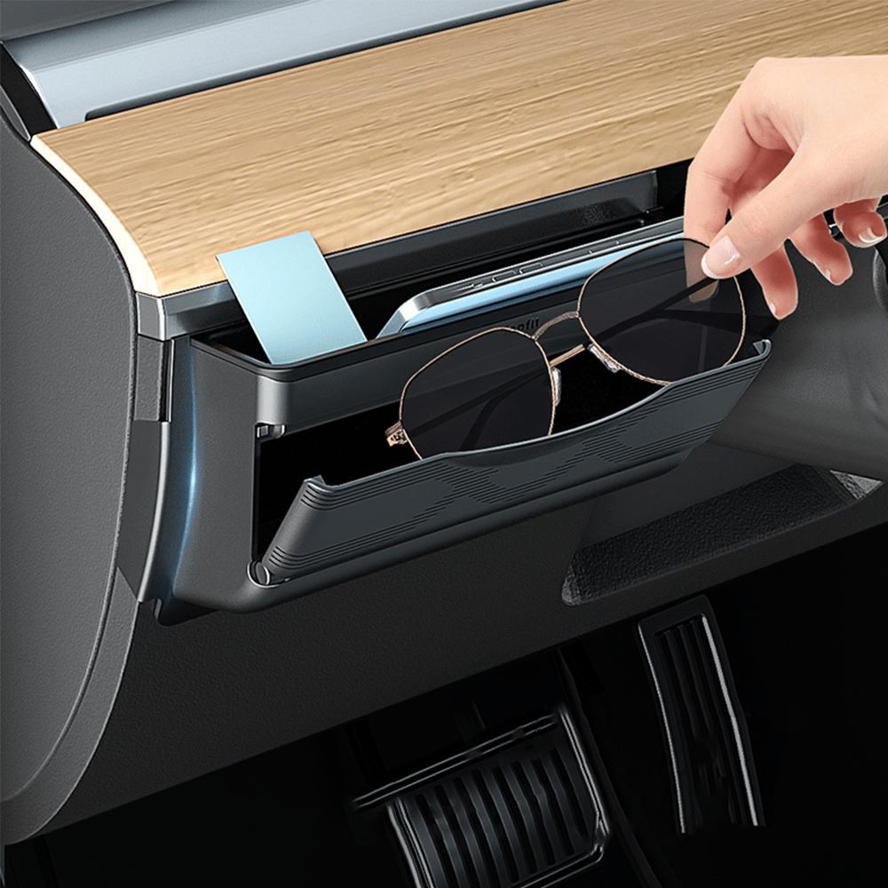 Tesla Model Y Driver Mini Glove Box Storage Box by Tesery Official for secure vehicle organization.