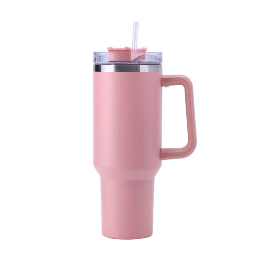EasyOptionXY 30oz stainless steel travel mug with handle, large-capacity insulated coffee cup for hot or cold drinks.