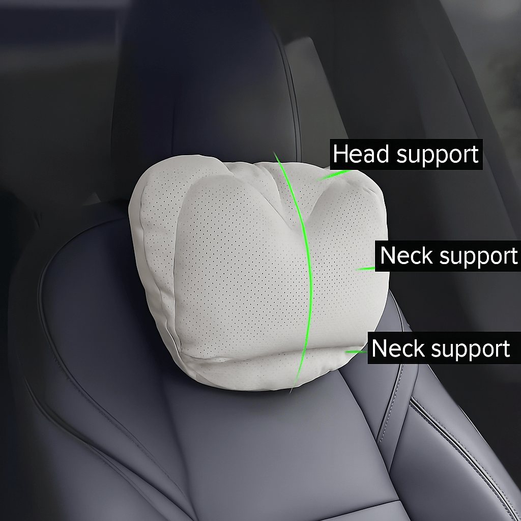 Dual-layer pressure relief headrest for Tesla Model 3 by Tesery, designed for enhanced comfort and support in car seats.