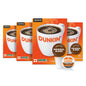 Pack of four boxes with 32 Dunkin’ Donuts Original Blend Medium Roast Coffee Keurig K-Cup Pods, showing the coffee capsules.
