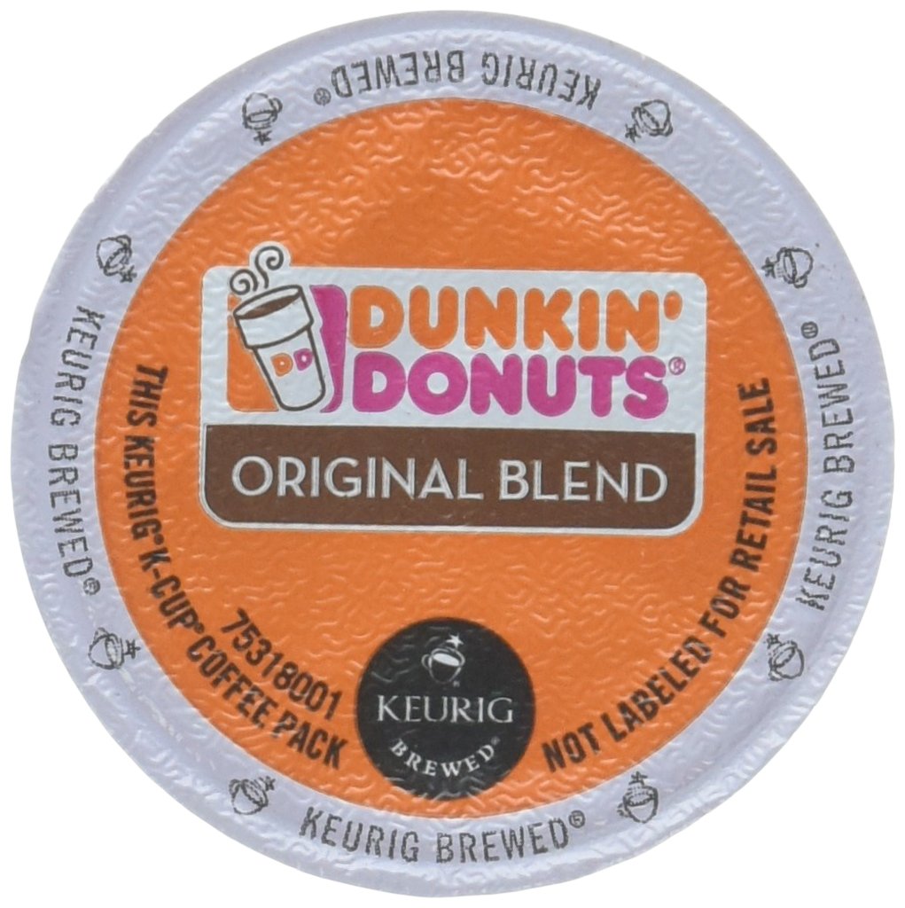 Dunkin' Donuts Original Blend Coffee K-Cup Pods medium roast, 12-pack, for Keurig brewers, in a box with 44 pods.