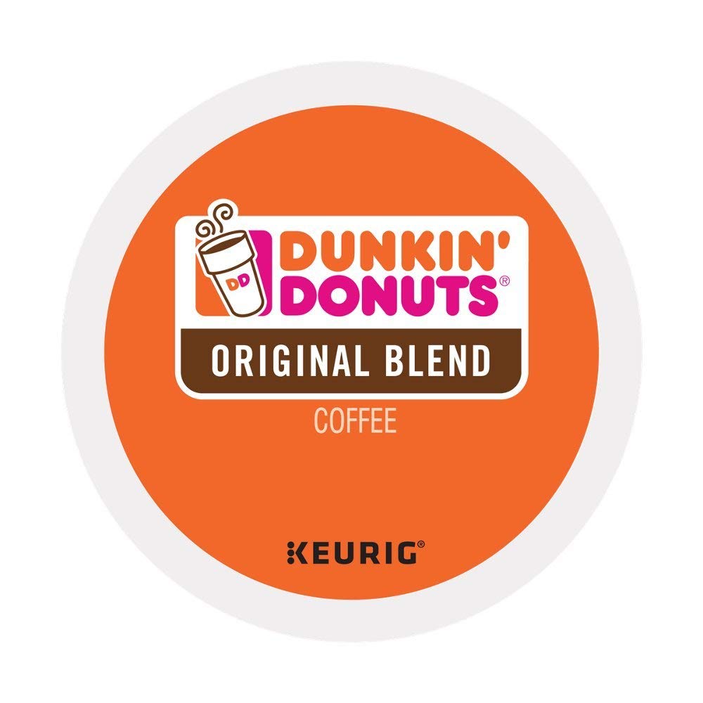 Dunkin' Donuts Original Blend Coffee K-Cup Pods medium roast, 12-pack, for Keurig brewers, with vanilla flavor and rich coffee aroma.
