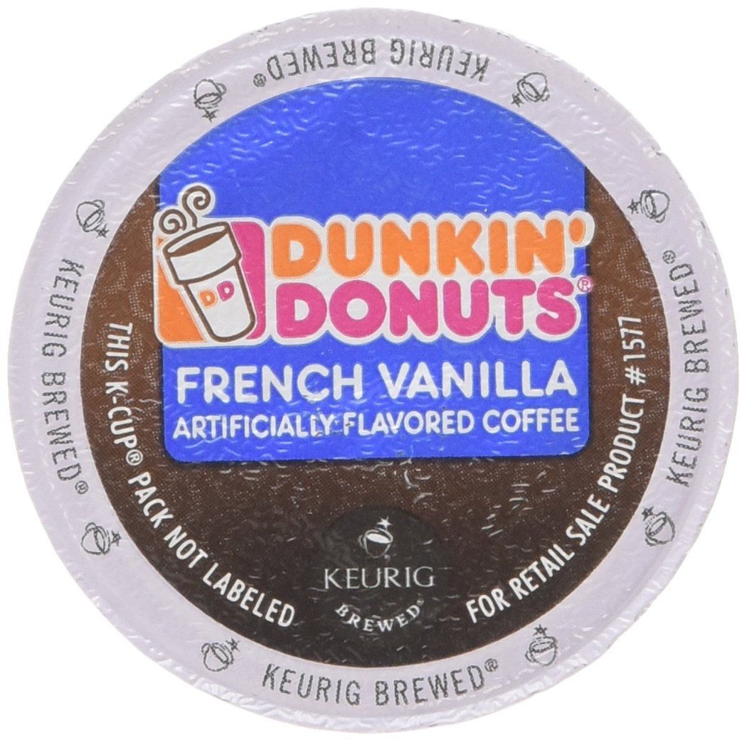 Dunkin' Donuts Original Blend Coffee K-Cup Pods, medium roast, 12-pack, for Keurig machines, with French Vanilla flavor.