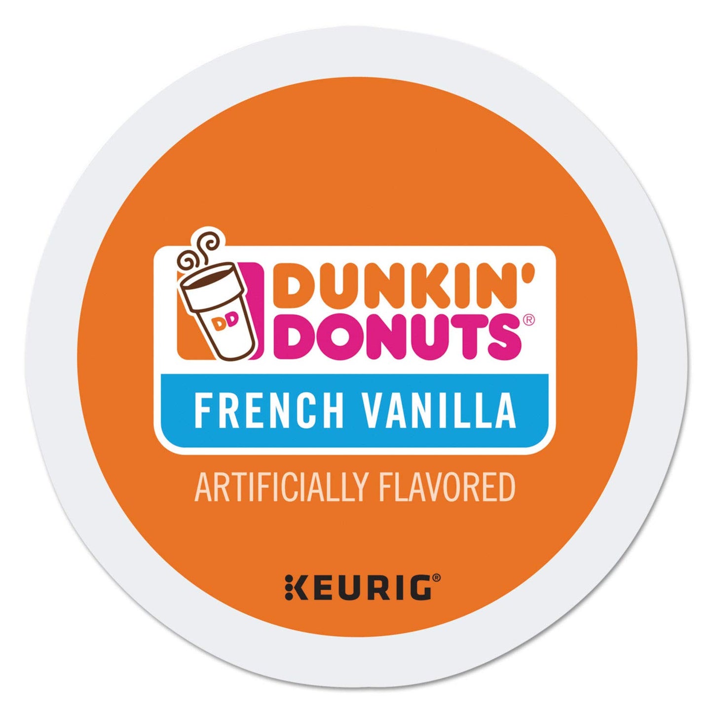 Dunkin' Donuts Original Blend Coffee K-Cup Pods, medium roast, 12-pack of French Vanilla flavor for Keurig machines.