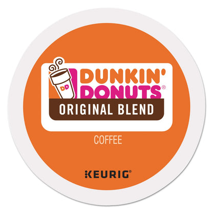 Dunkin' Donuts Original Blend Coffee K-Cup Pods, medium roast, 12-pack box with French vanilla flavor, for Keurig brewers.