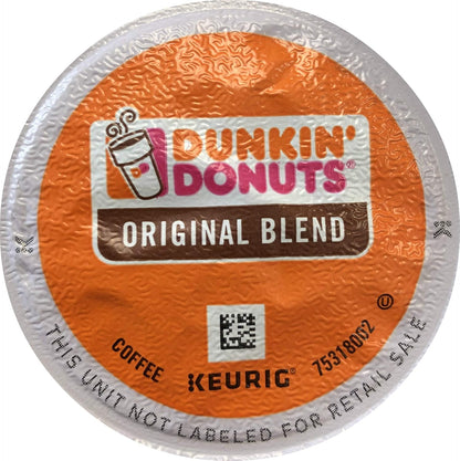 Dunkin' Donuts Original Blend Coffee K-Cup Pods medium roast, 12-pack, ideal for use in Keurig coffee makers.