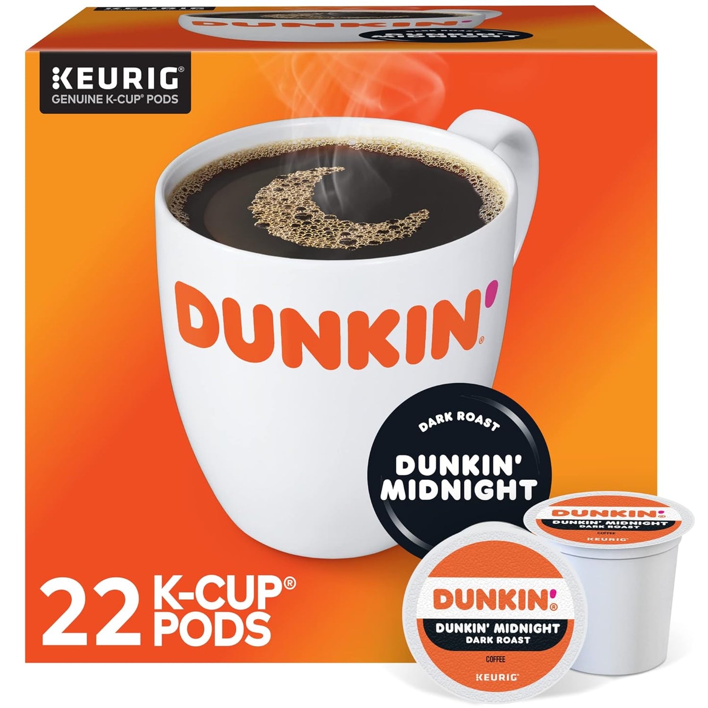 Two packs of Dunkin' Donuts Original Blend K-Cups, 72-count, featuring French Vanilla flavor in 10-count boxes, for coffee brewing.
