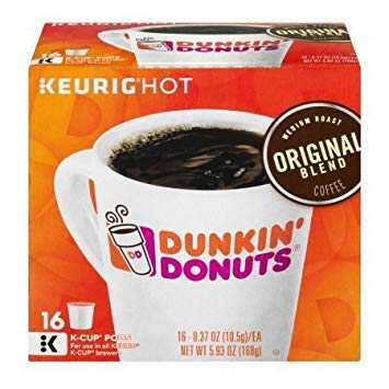 Two packs of Dunkin' Donuts Original Blend K-Cups, each containing 36 coffee pods, with French Vanilla flavor visible in the image.