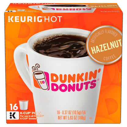 Two packs of Dunkin' Donuts Original Blend K-Cups, each with 36 coffee pods, featuring a French vanilla flavor and branded packaging
