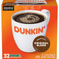 Two packs of Dunkin' Donuts Original Blend K-Cups with 36 capsules each, featuring the Dunkin' Donuts logo on the boxes.