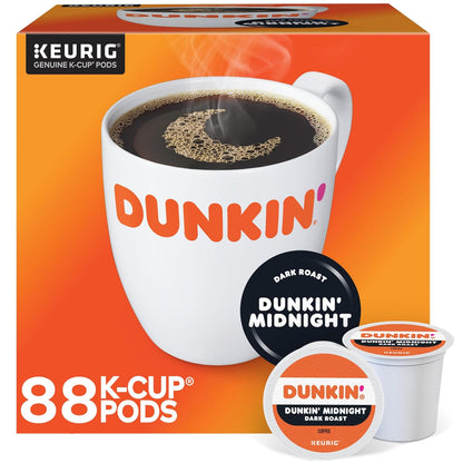 Dunkin' Donuts Original Blend K-Cup Pods, pack of two, with 108 single-serve coffee pods for compatible coffee makers.