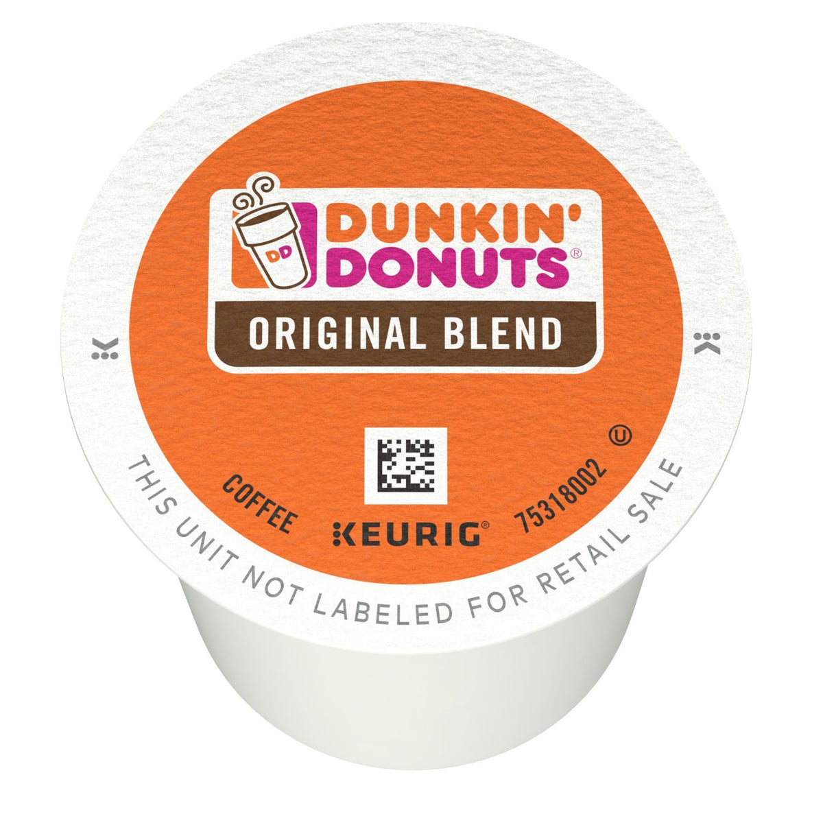 Dunkin' Donuts Original Blend Medium Roast Coffee K-Cups for Keurig coffee makers, 32-count pack.
