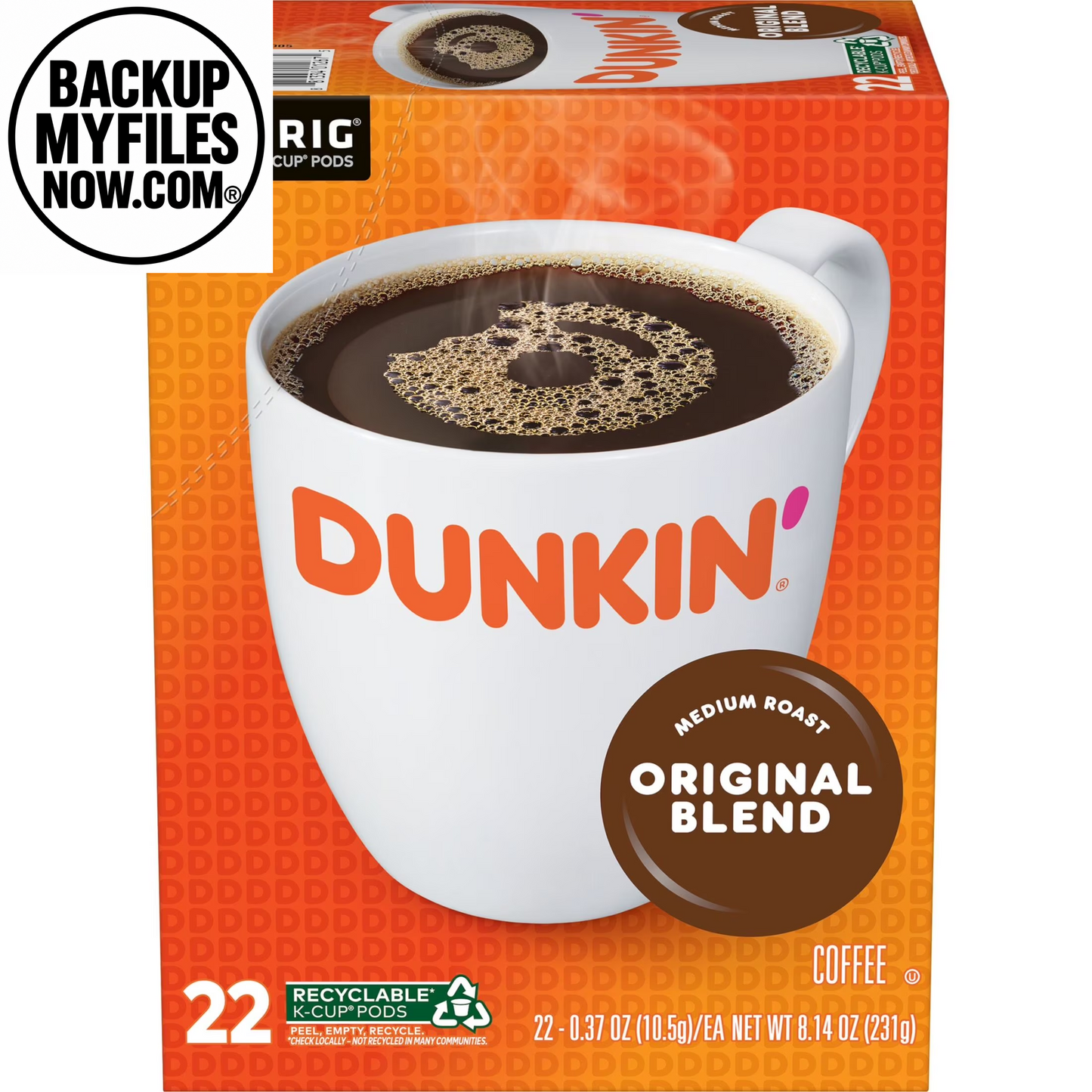 Dunkin’ Original Blend Medium Roast Coffee Keurig K-Cup Pods, 22-count box, fresh coffee for single-serve brewers