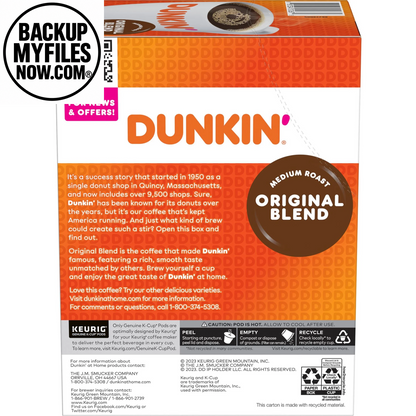 Dunkin’ Original Blend Medium Roast Coffee Keurig K Cup pods, 22-count box, rich and smooth flavor for brewing at home