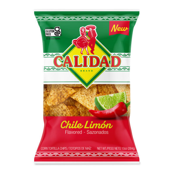Duo Grocery Calidad Chile Limon Tortilla Chips in a 10-ounce bag, featuring seasoned, crispy chips with chili and lemon flavor.