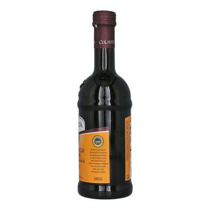 Bottle of Colavita Balsamic Vinegar of Modena IGP from Duo Grocery, featuring dark, glossy vinegar in a clear glass bottle.