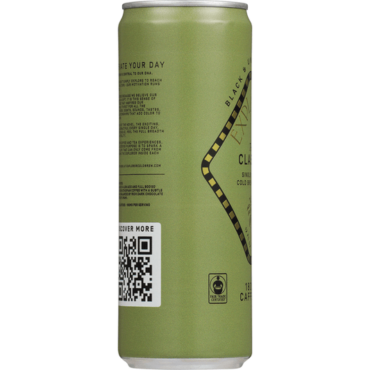 Cold brew coffee in a glass bottle labeled Explorer Black & Unsweetened The Classic Cold Brew Coffee by Duo Grocery