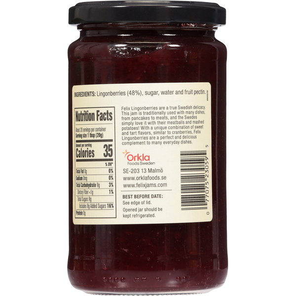 Felix Lingonberries in a jar by Duo Grocery, showcasing fresh, ripe lingonberries ready for use in cooking or snacking.