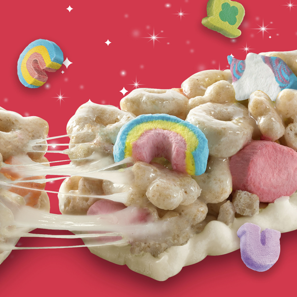 Box of General Mills Lucky Charms Cereal Treat Bars in Duo Grocery value pack, colorful marshmallow and oat snack bars.