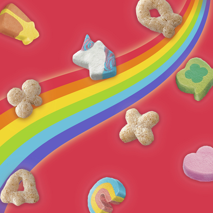 Duo Grocery Lucky Charms Cereal Treat Bars in a value pack, featuring colorful marshmallow shapes and crispy cereal bars.